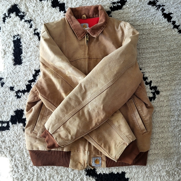 Vtg Carhartt J13 BRN Santa Fe Western Jacket Red Quilted Lined Large Brown Read - Picture 6 of 11